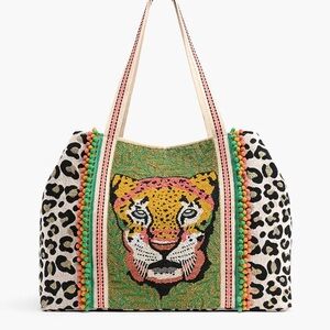 American & Beyond | Beaded Leopard 🐆 Tote Bag